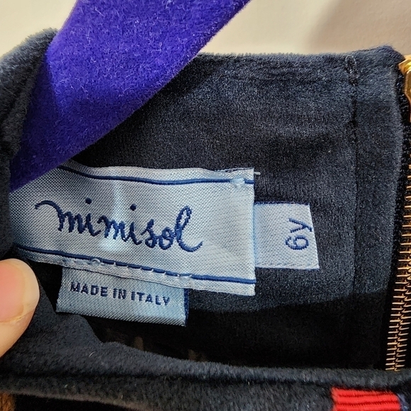 Mimisol blue velvet dress, size 6 - Picture 2 of 5